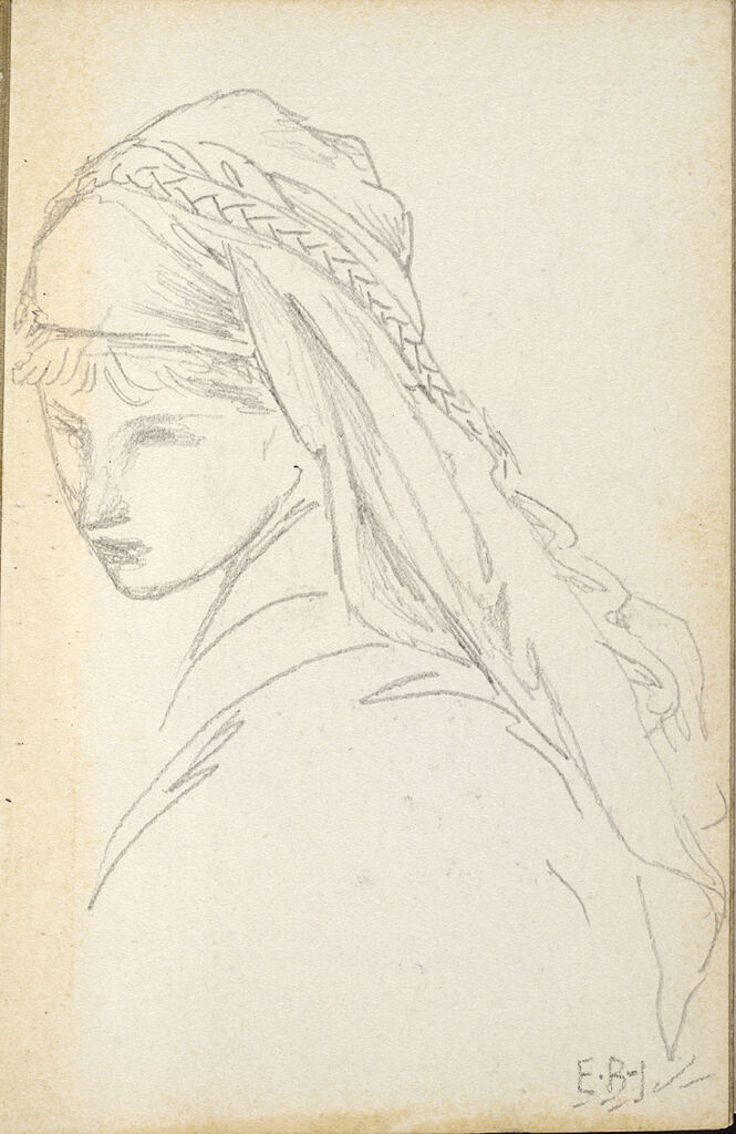Woman In Headdress; Verso: Male Head In Profile