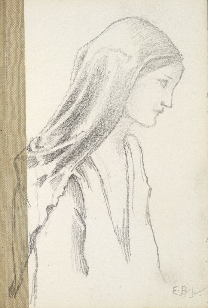 Female Figure With Draped Head; Verso: Blank Page