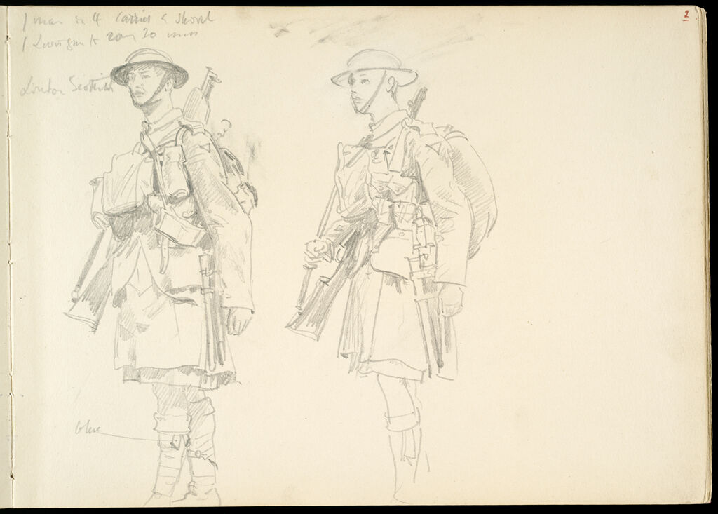 Sketches Of Two Soldiers; Verso: Sketch Of A Soldier