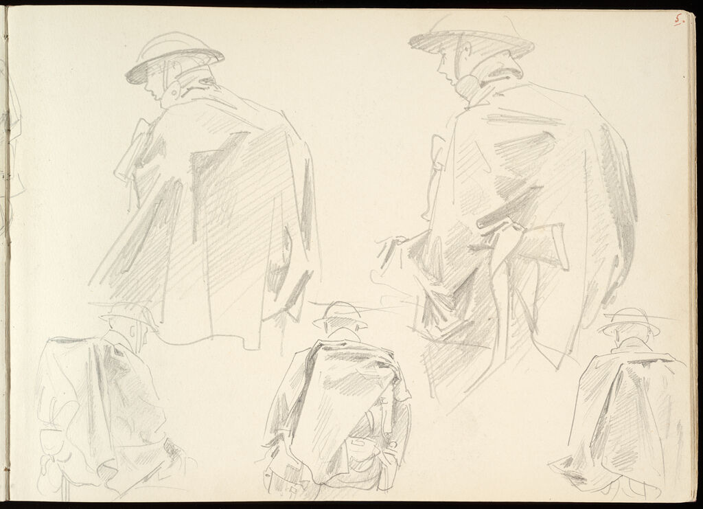 Sketches Of Soldiers In Rain Capes; Verso: Sketches Of Soldiers At Rest