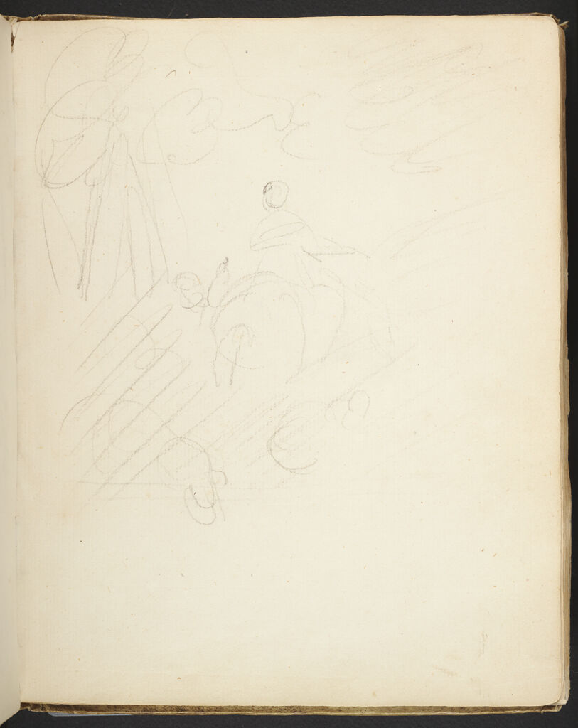 Blank Page; Verso: Mounted Figure Among Clouds