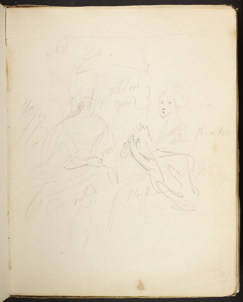 Blank Page; Verso: Lady Morton And Mrs. Killigrew, After Van Dyck, With Color Notations