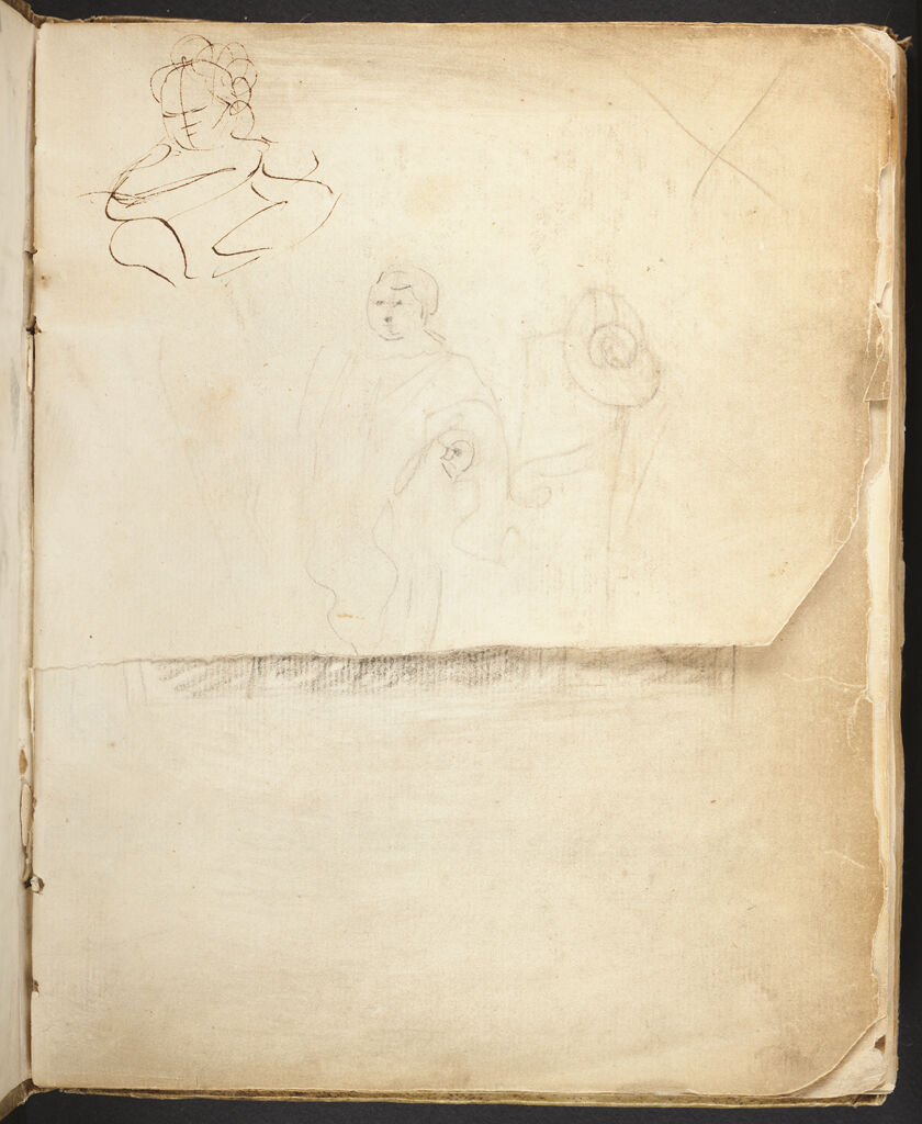 Blank Page; Verso: Figure; Sketch Of Female Bust