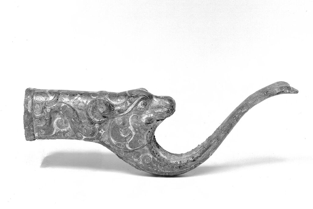 Hook-Shaped Fitting In The Form Of An Animal Head (One Of A Pair)
