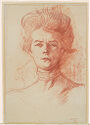 Portrait of a woman done in red chalk
