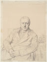 A portrait of a seated man.