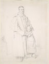 A drawing of a standing man and child.