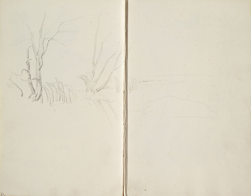 Landscape (Continues On Page 39 Verso); Verso: Birch Trees And Landscape