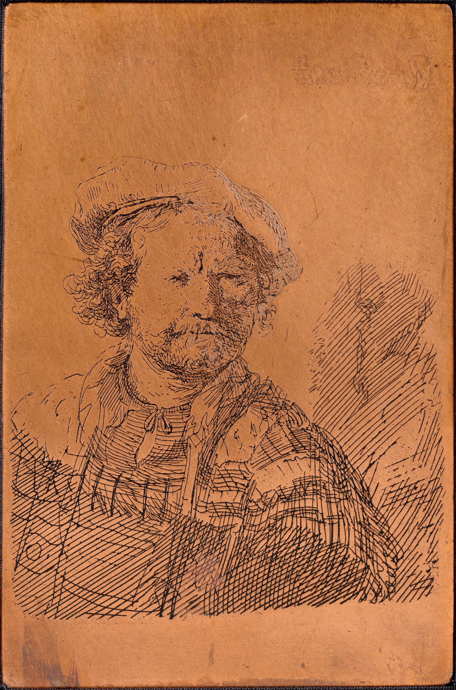 Copper Plate: Self-Portrait In A Flat Cap And Embroidered Dress