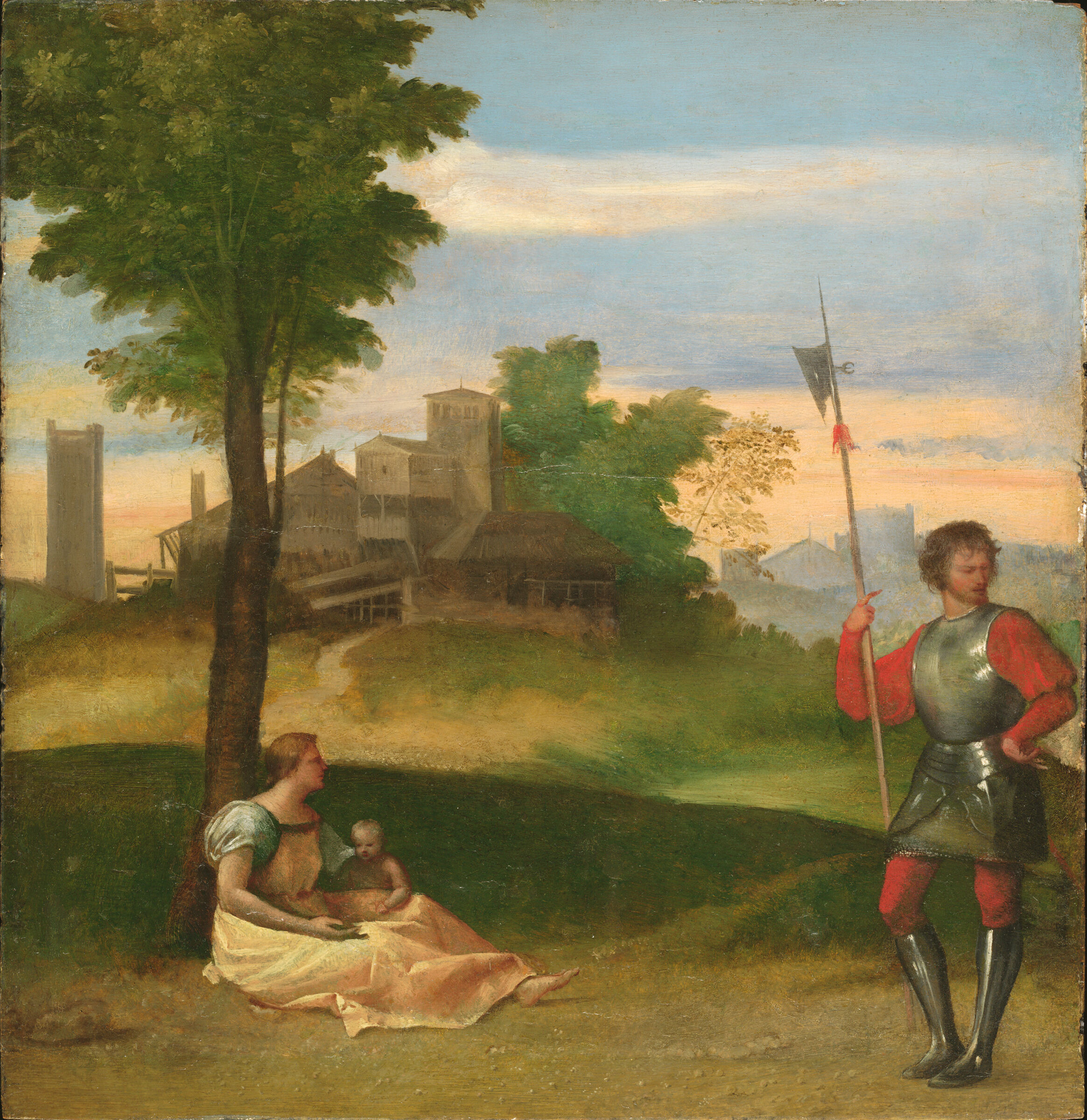 An Idyll:  A Mother And A Halberdier In A Wooded Landscape
