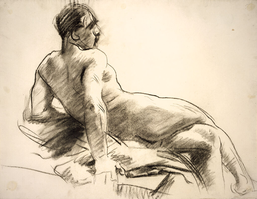 Reclining Male Nude Seen From Behind