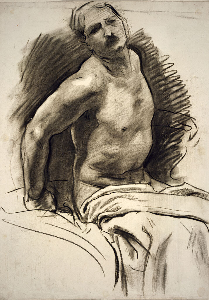 Seated Male Nude With Drapery; Verso: Male Nude With Hand To Forehead