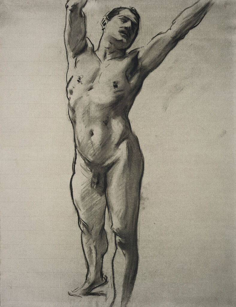 Standing Male Nude With Raised Arms