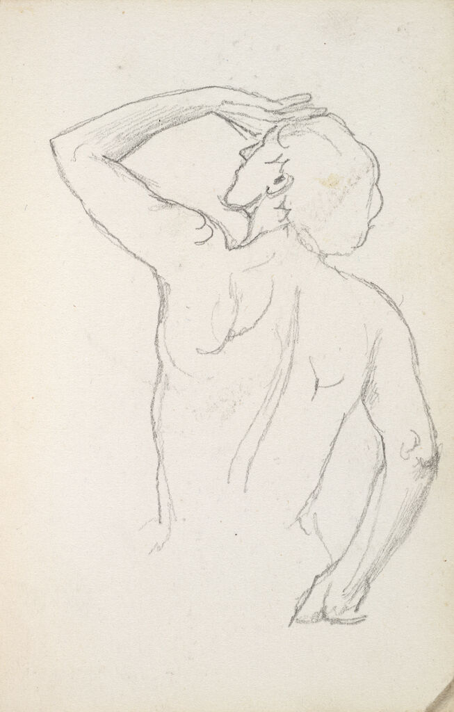 Male Nude From Behind With Left Hand To Forehead; Verso: Figure In Hooded Cloak