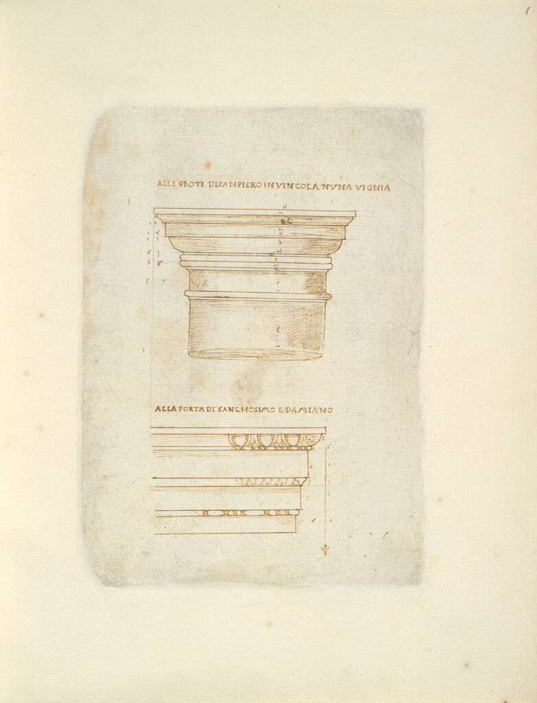 Doric Capital And Detail Of Cornice; Verso: Doric Capital And Detail Of Decorative Frieze