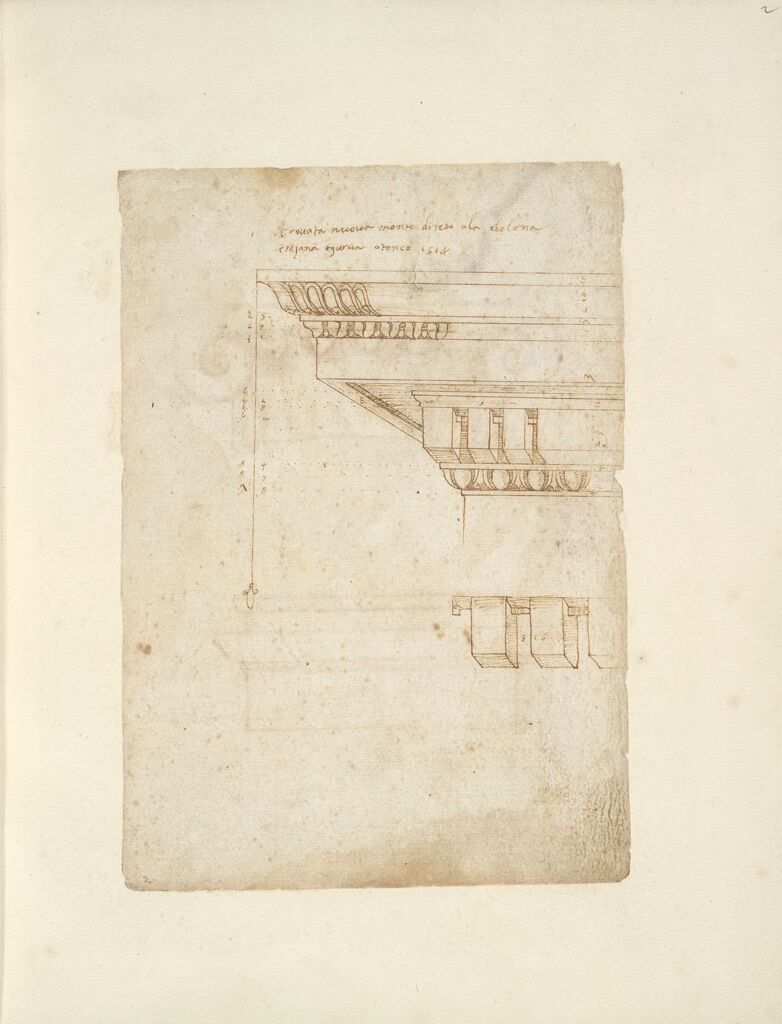 Cornice With Detail Of Cornice; Verso: Ionic Capital With Detail Of Capital In Profile