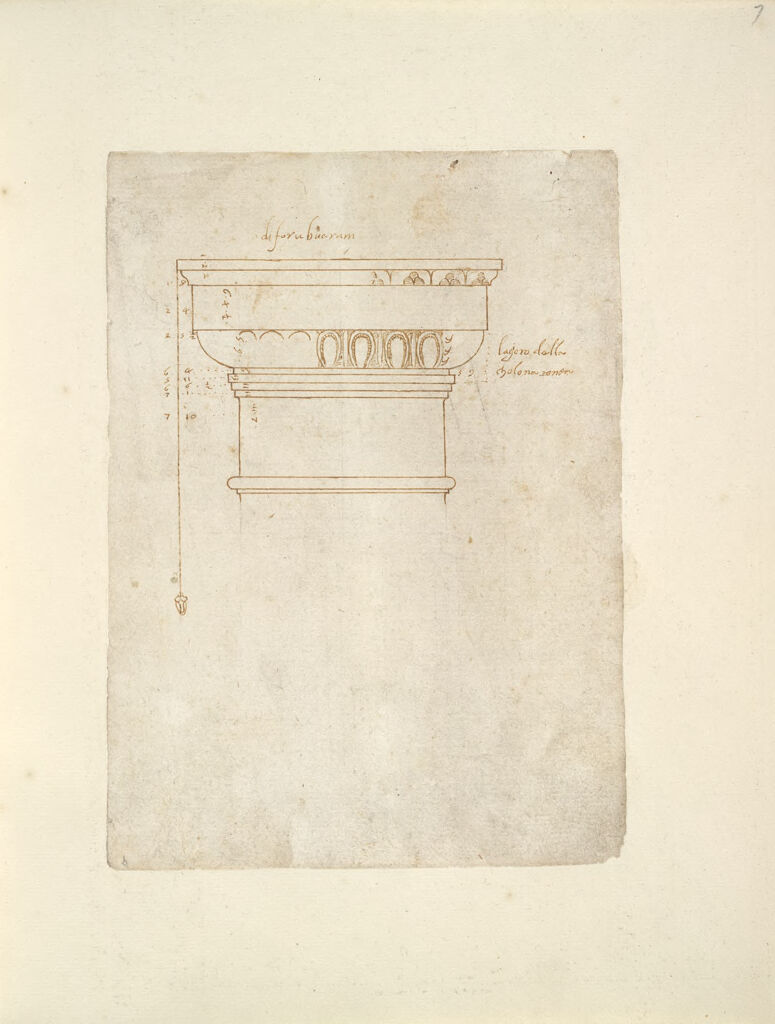 Doric Capital; Verso: Sectioned Profile Of Coffered Ceiling Panel And Detail Of A Triglyph