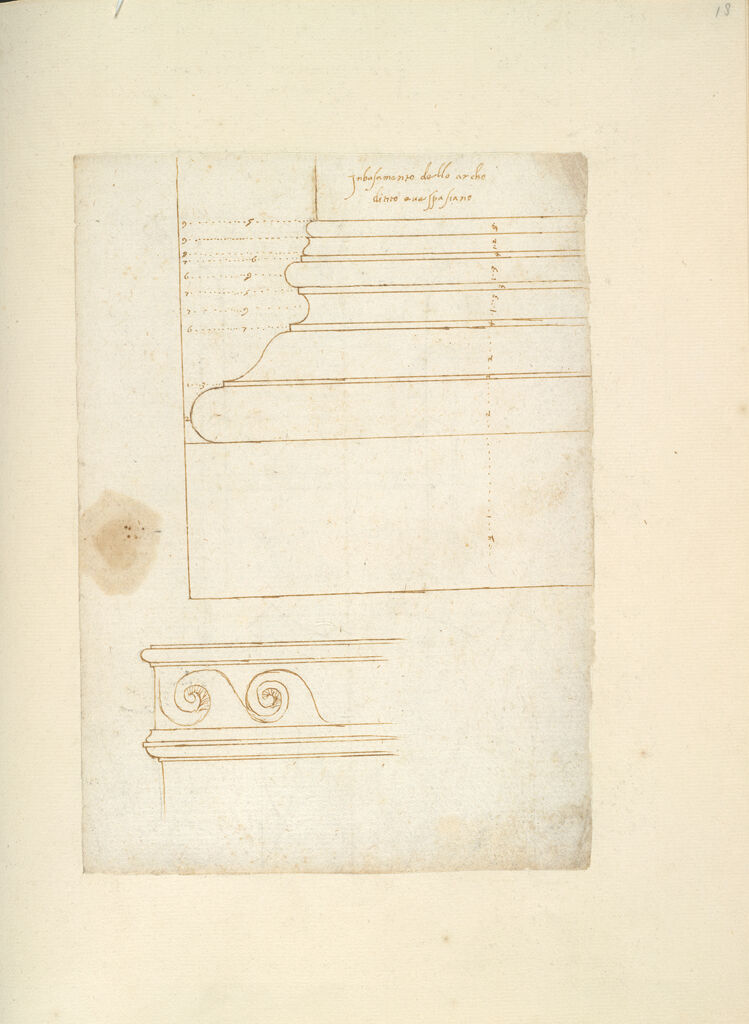 Profile Of The Base Of The Arch Of Titus And Fragment Of Frieze; Verso: Drawings Of Corinthian Capitals
