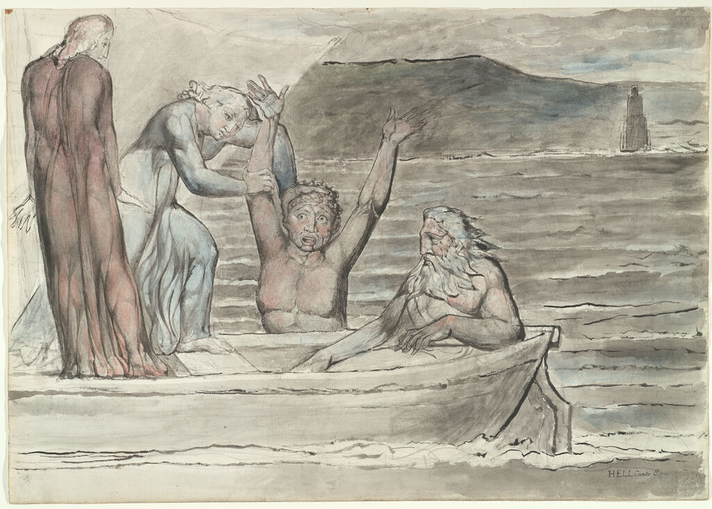 Dante And Virgil In The Skiff Of Phlegyas Are Hailed By Filippo Argenti (From Dante's 