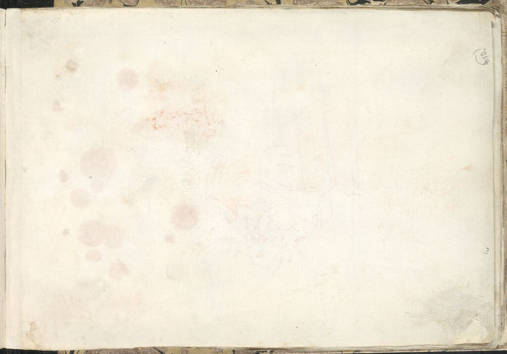 Blank Page; Verso: View Of A Garden With A Statue