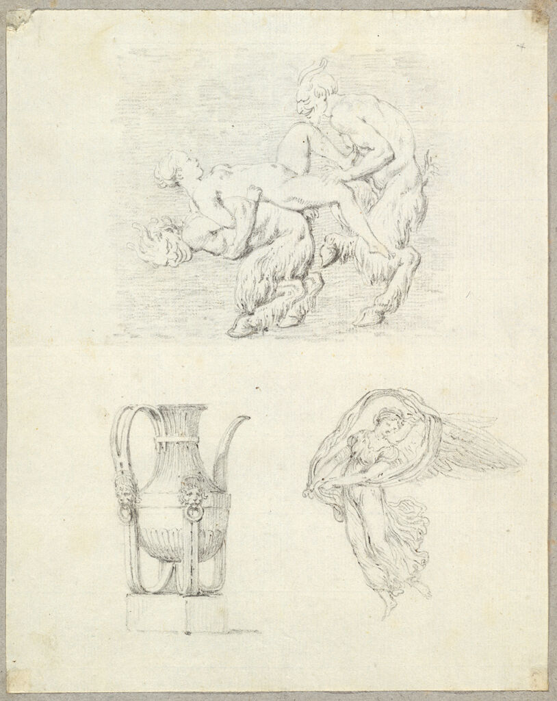Woman And Two Satyrs; Study For A Classical Vessel; Maenad