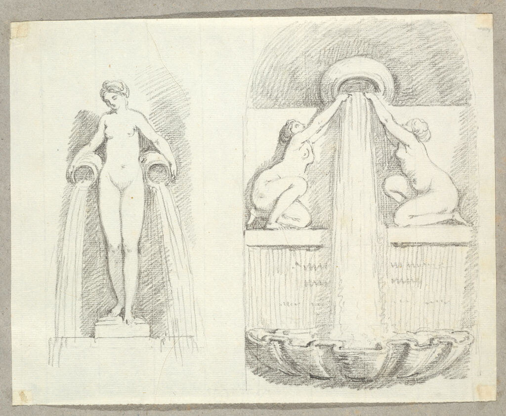 Studies For Two Fountains, One With Standing Female Nude And Water Jars And One With Two Crouching Female Nudes And Water Jar