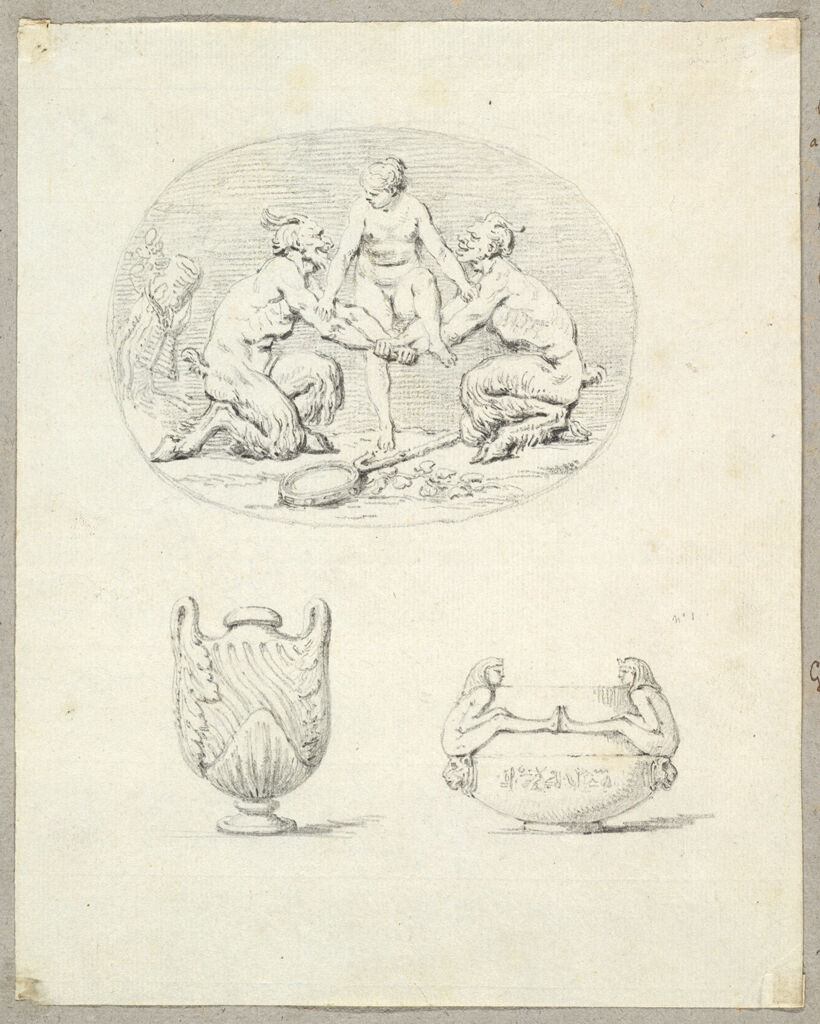 Relief Of Two Satyrs And Maenad; Studies For Two Vessels