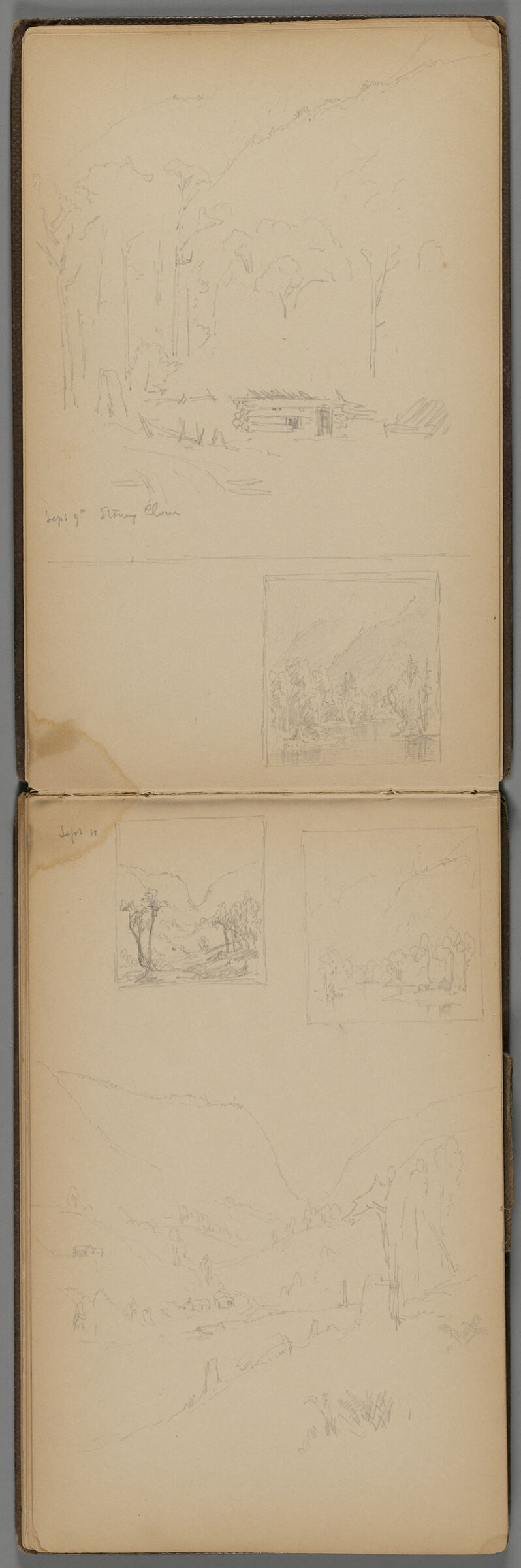 Three Landscape Sketches; Verso: Landscape And Portrait Study Of Worthington Whittredge