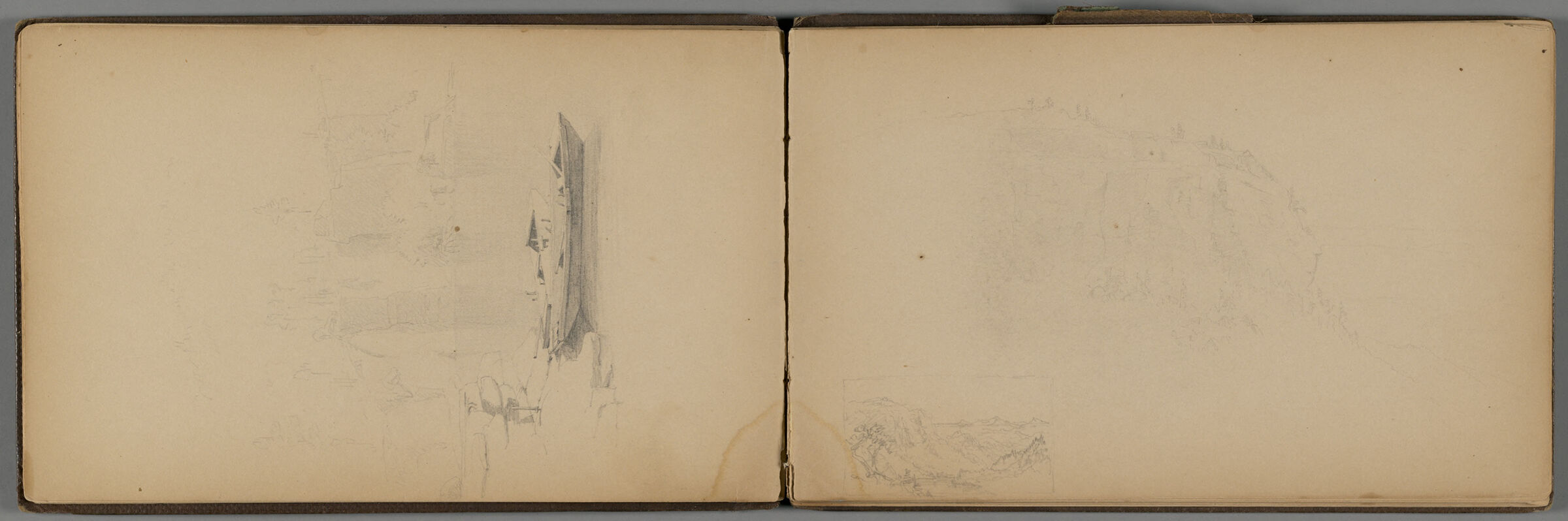 Two Landscapes; Verso: Cliff Scene With Figure
