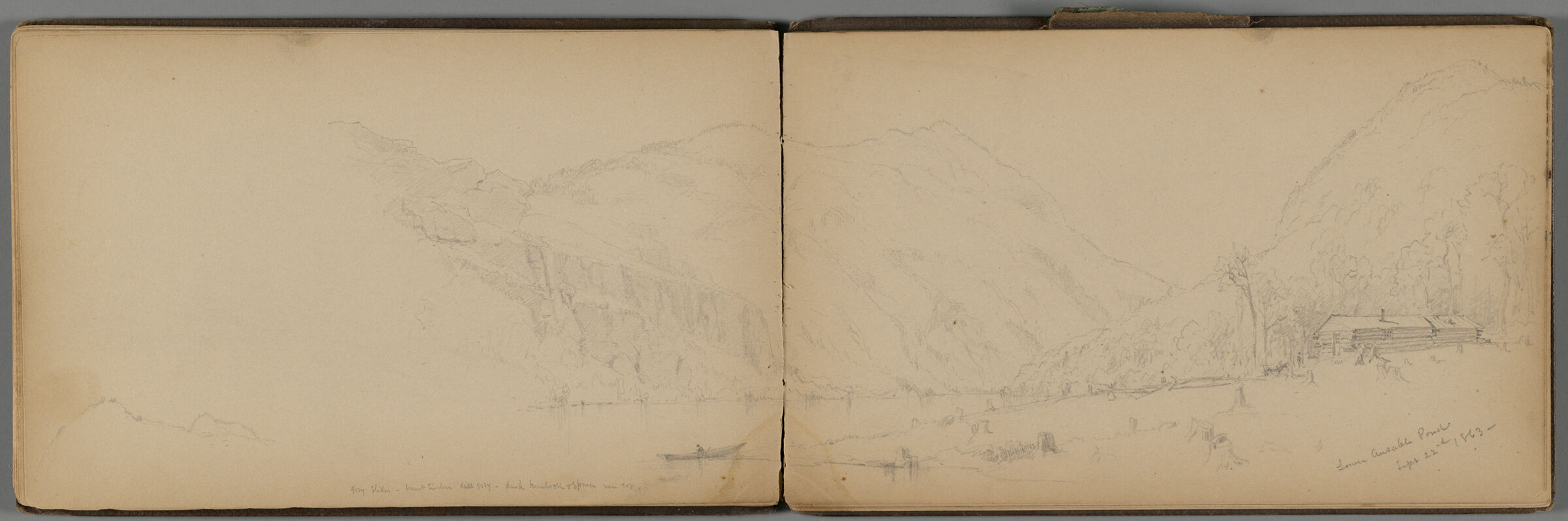 Ausable Pond Landscape With Cabin; Verso: Mt. Mcintyre From Lake Placid-Sept 27Th 1863