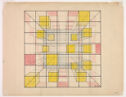 Abstract mechanical drawing of a grid receding in perspective