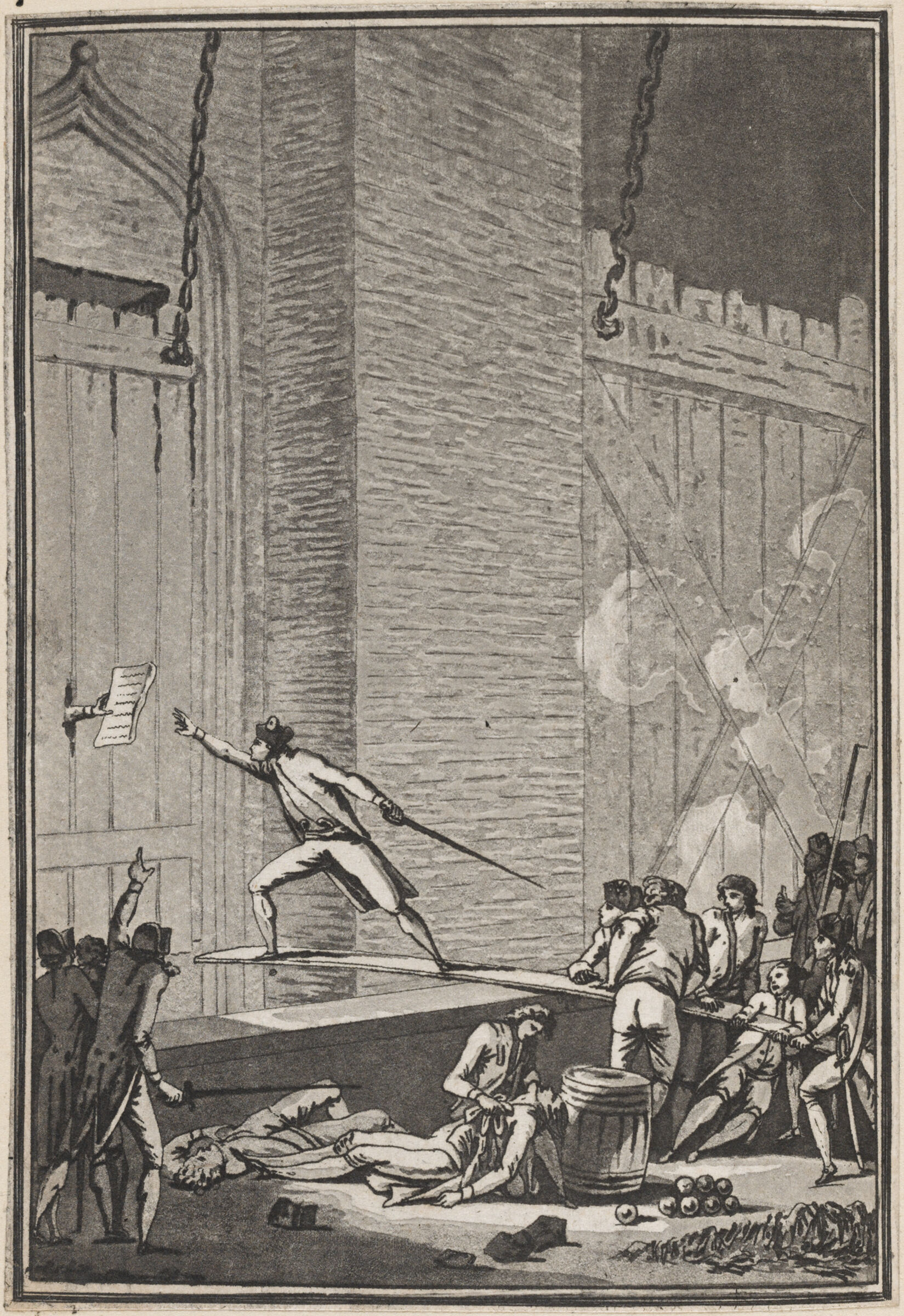 The Brave Maillard Reaches For The 'Propositions Des Assiégés' On A Plank Suspended Over The Moat Of The Bastille (14 July 1789)
