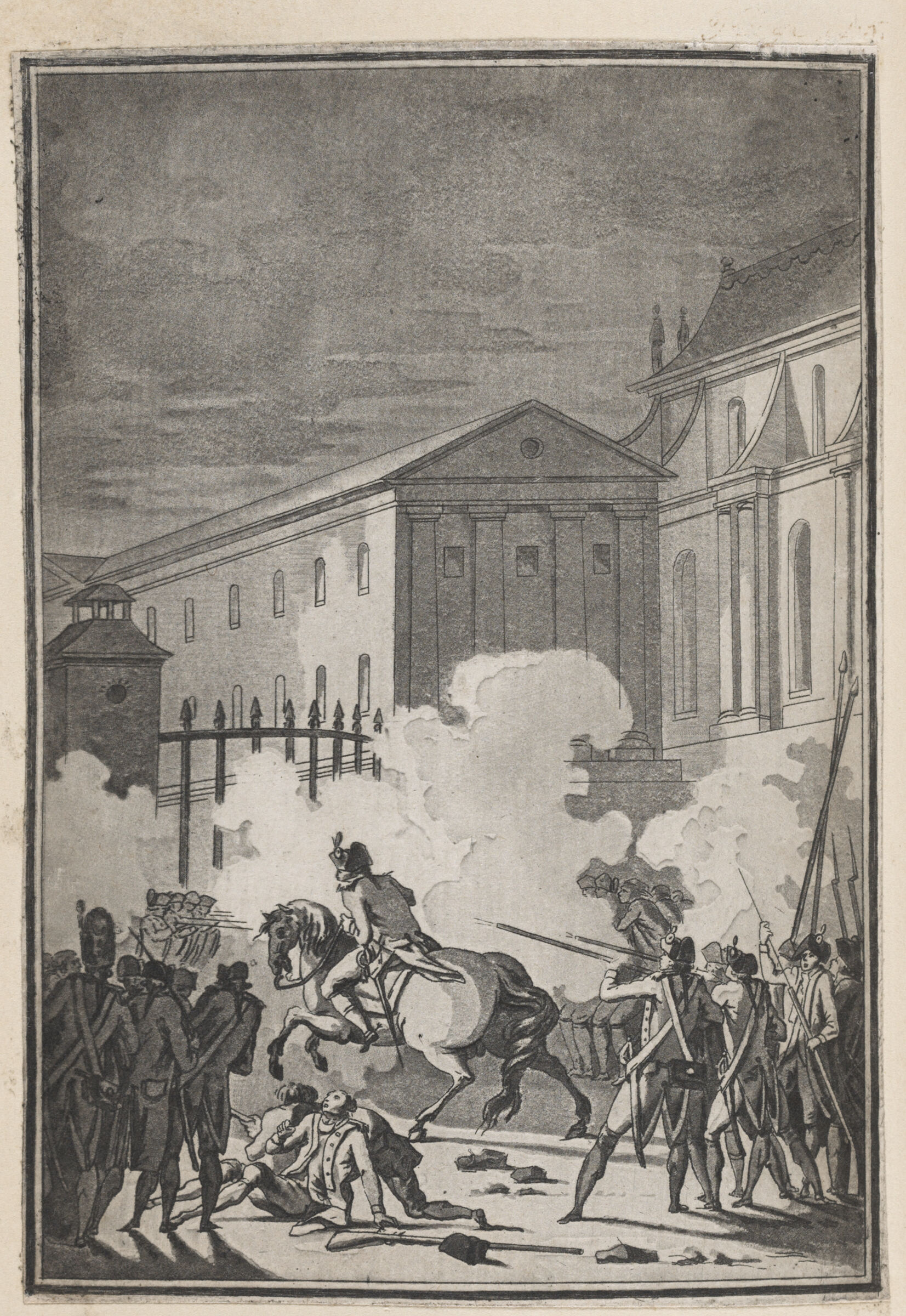 The Aide-De-Camps Of M. De Lafayette Passes Through Gunfire To Carry Out His Mission In The Service Of The King (5 October 1789)