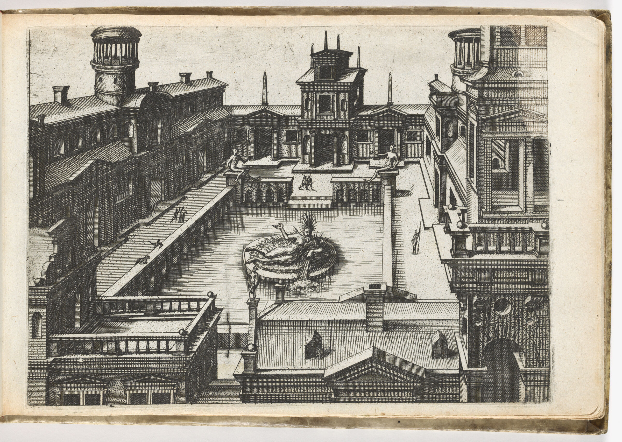 View Into The Courtyard Of A Palace With A Rivergod In The Center Of A Rectangular Pond (N.h.)