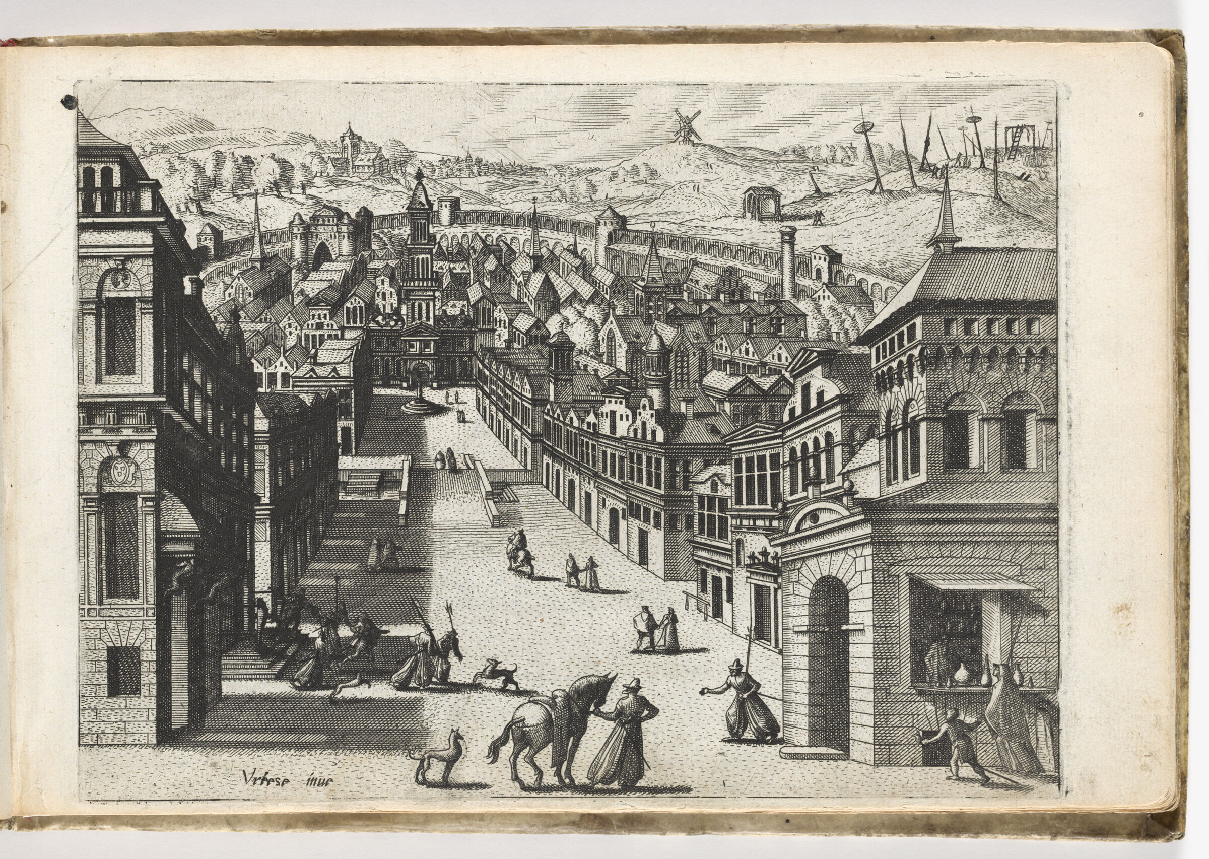 View Of A Street Bordered By Houses Descending Into A Town, Surrounded By A Wall (N.h.)