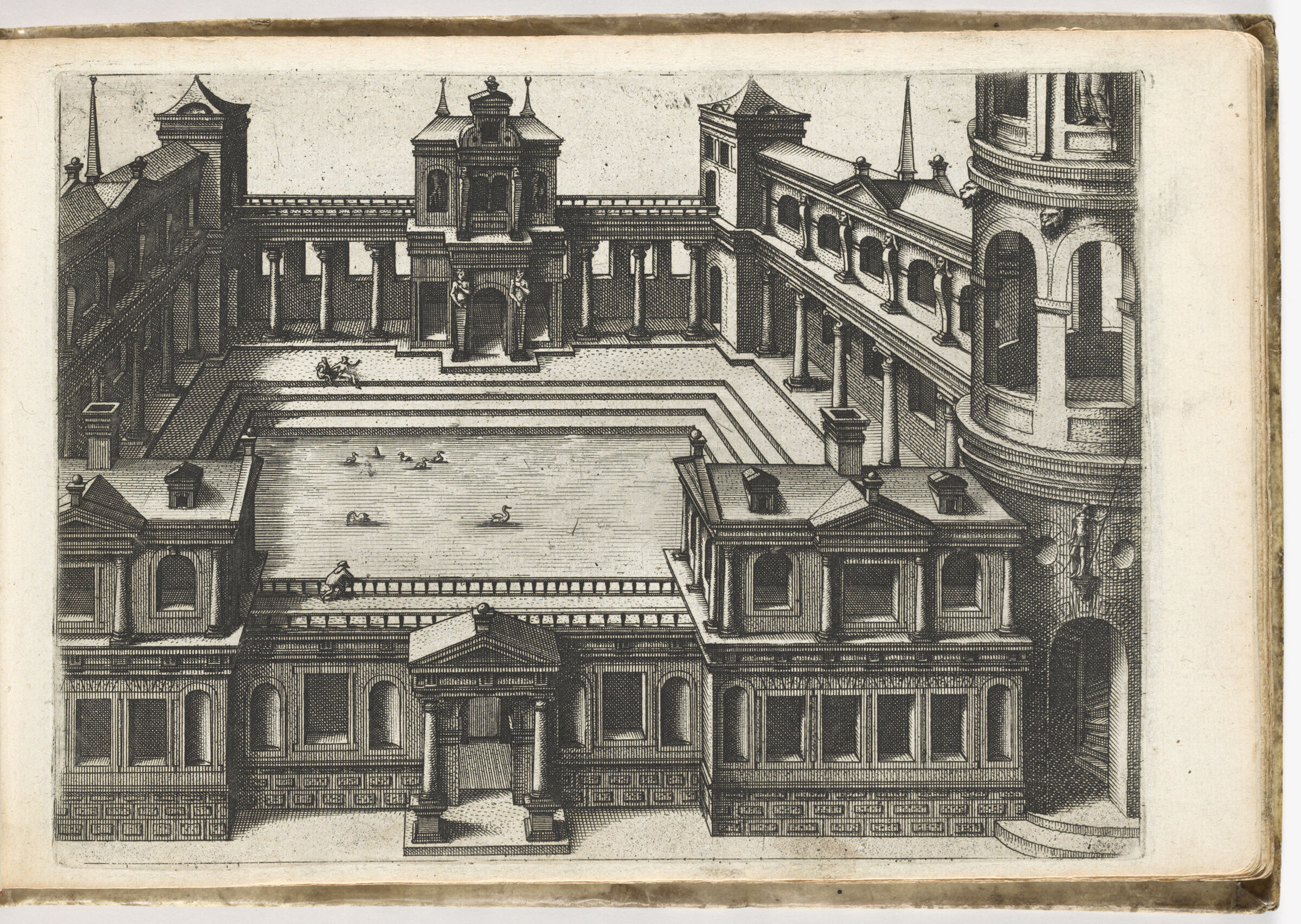 View Into A Palace Courtyard With Ducks In A Pond (N.h.)