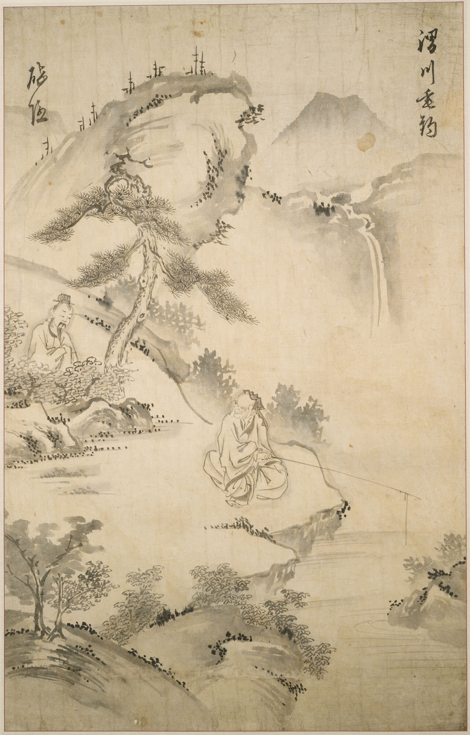 The Sage Jiang Ziya (10Th Century Bc) Fishing In The Wei River, Approached By Wen Wang The Ruler Of Zhou