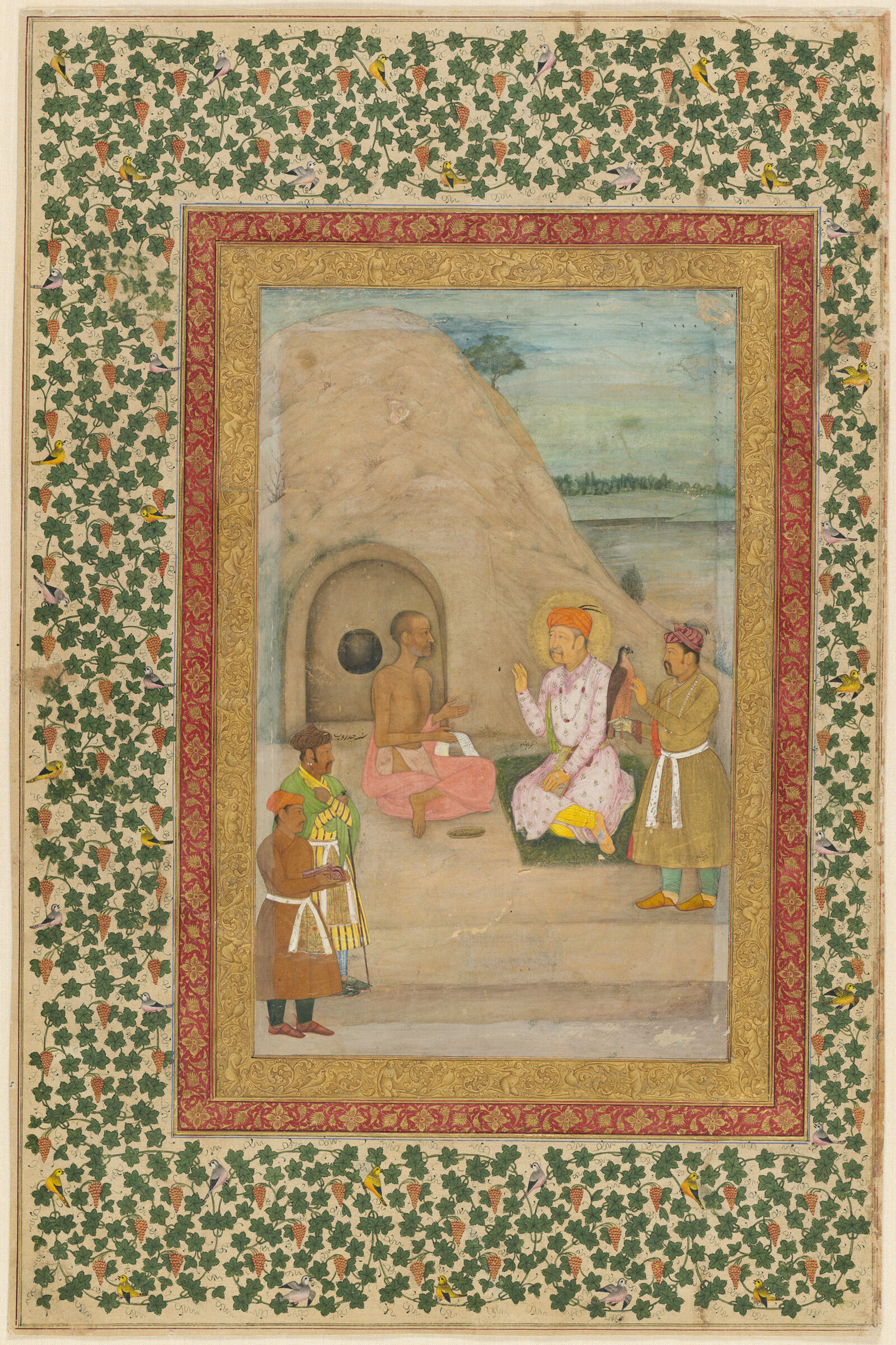 Emperor Akbar And Gosain Jadrup, Folio From The St. Petersburg Muraqqa’