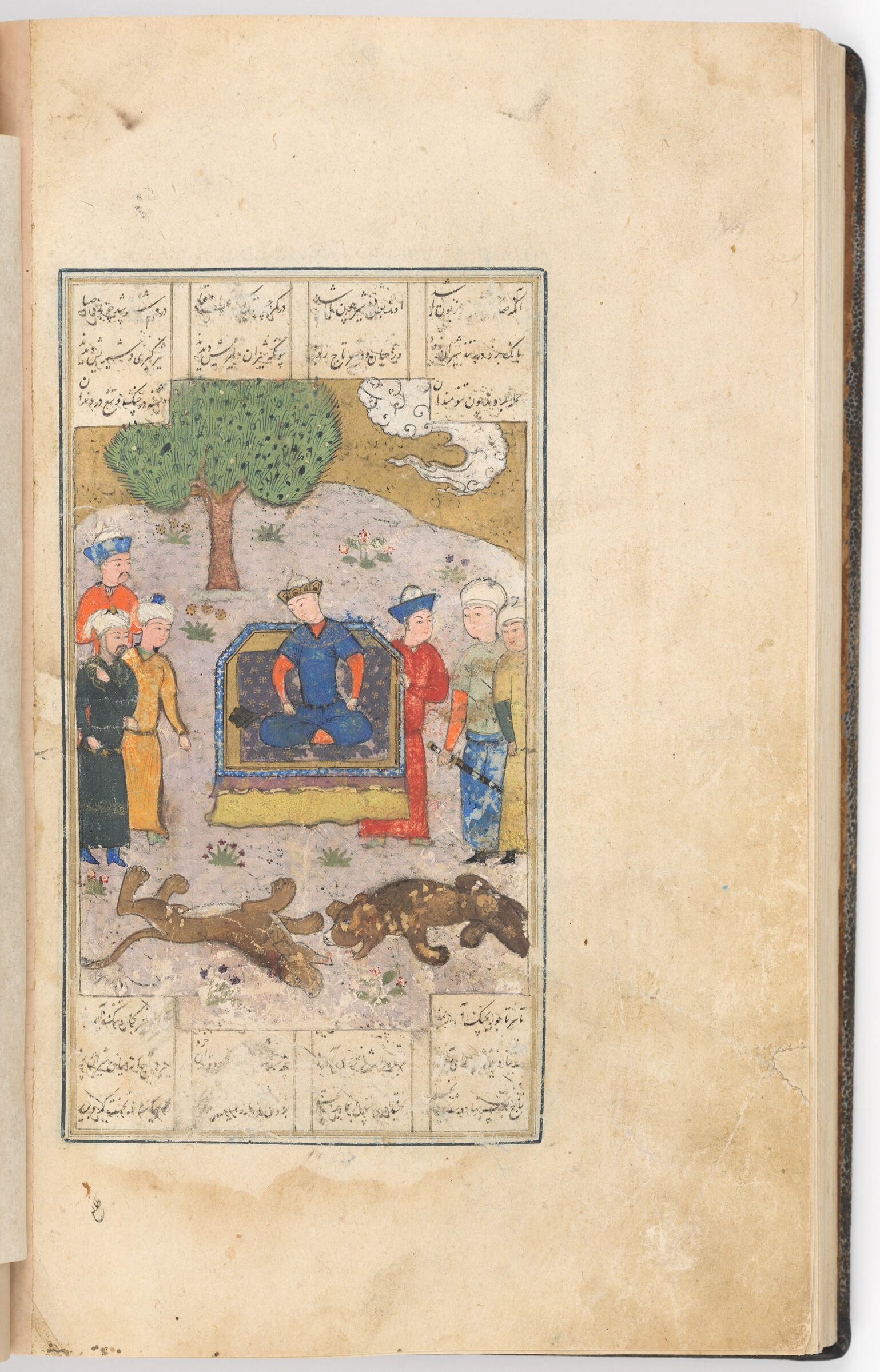 Bahram Gur Gains Ardashir’s Quest Of The Crown (Text Recto; Painting Verso Of Folio 196), Painting From A Manuscript Of The Khamsa By Nizami