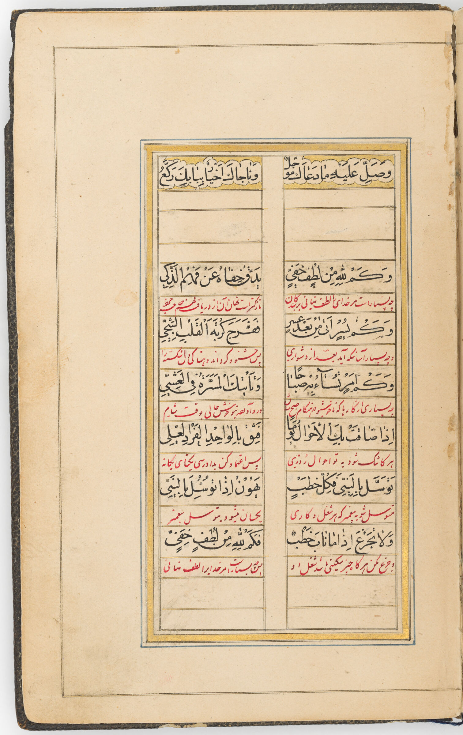 Text Folio With Persian Translation In Red (Text In Red Recto; Text Verso Of Folio 125), From A Manuscript Of Prayers