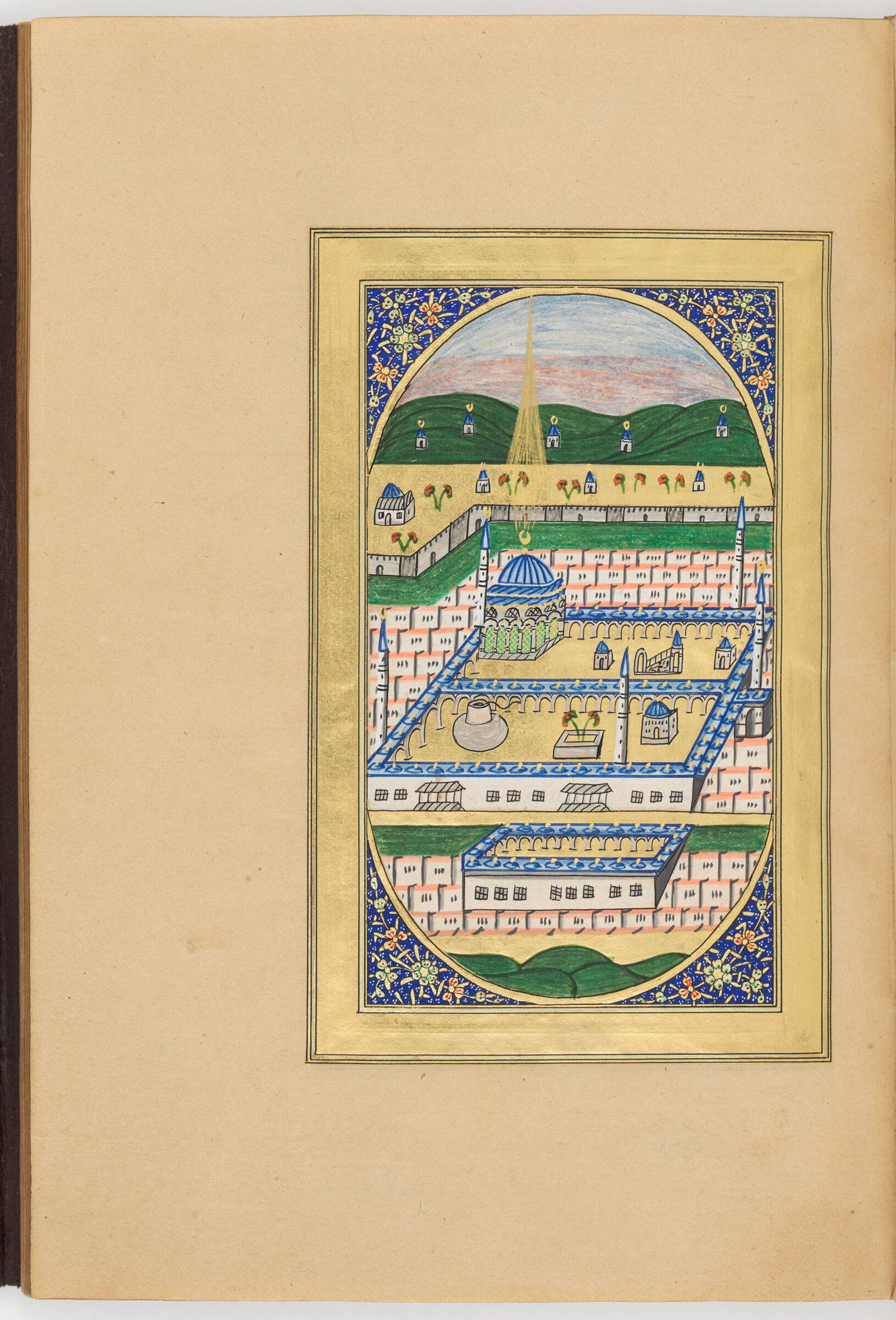 The Prophet’s Mosque At Medina (Painting Recto, Text Verso Of Folio 19) From A Manuscript Of Prayer