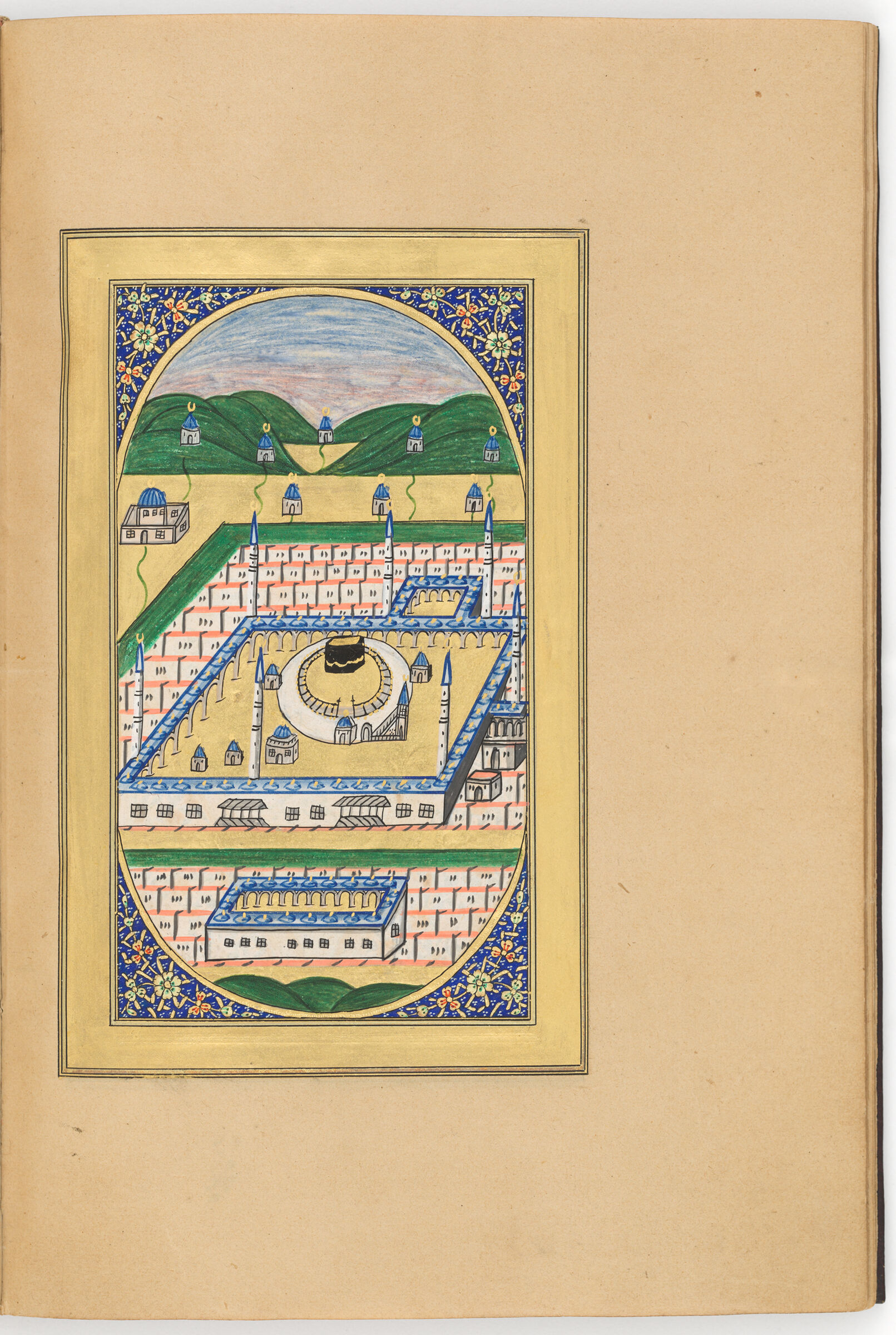 The First Colophon And The Ka‘ba At Mecca (Text Recto, Painting Verso Of Folio 18) From A Manuscript Of Prayer