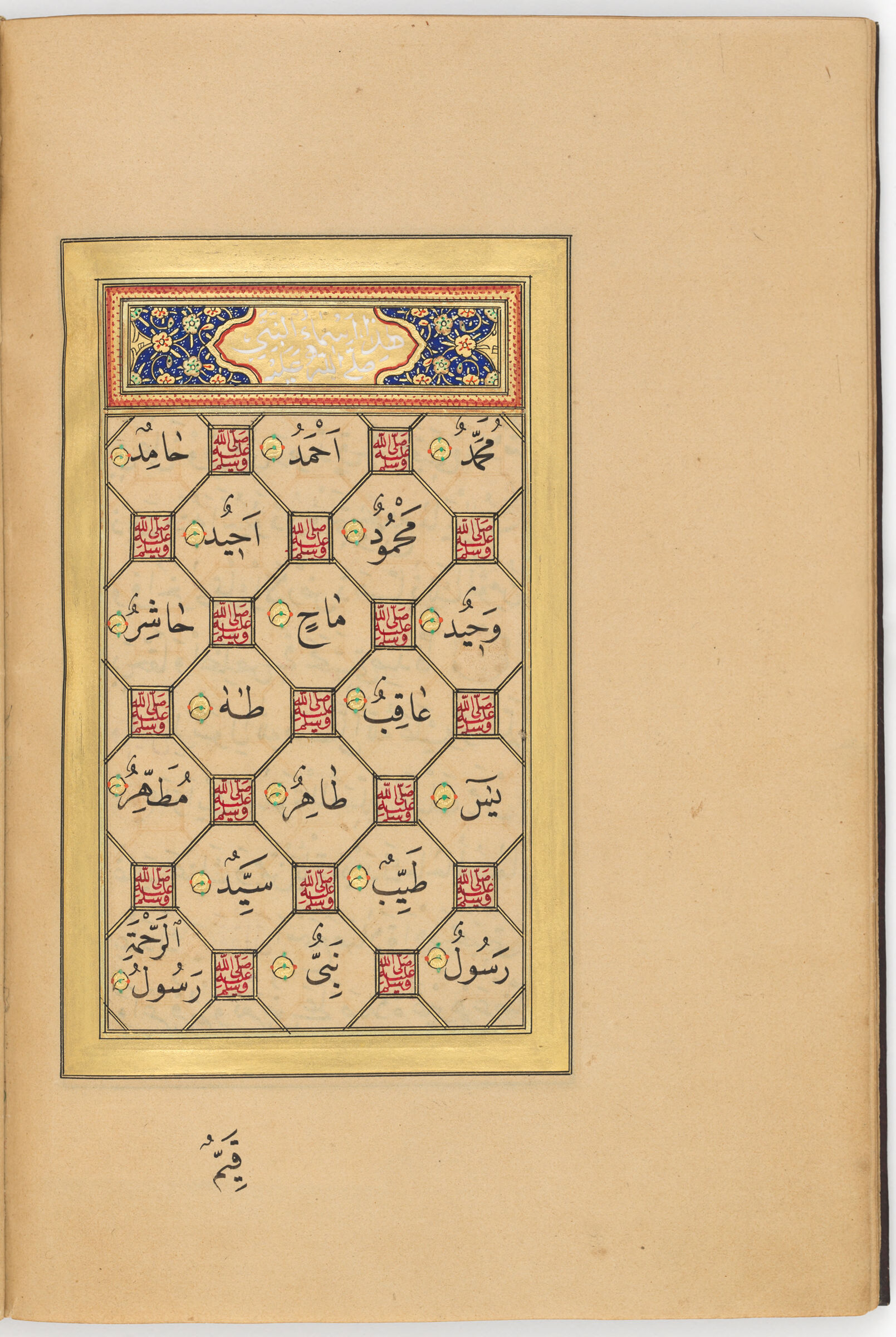 The Prophet’s Names (Text Recto; Chart Verso Of Folio 13), From A Manuscript Of Prayers