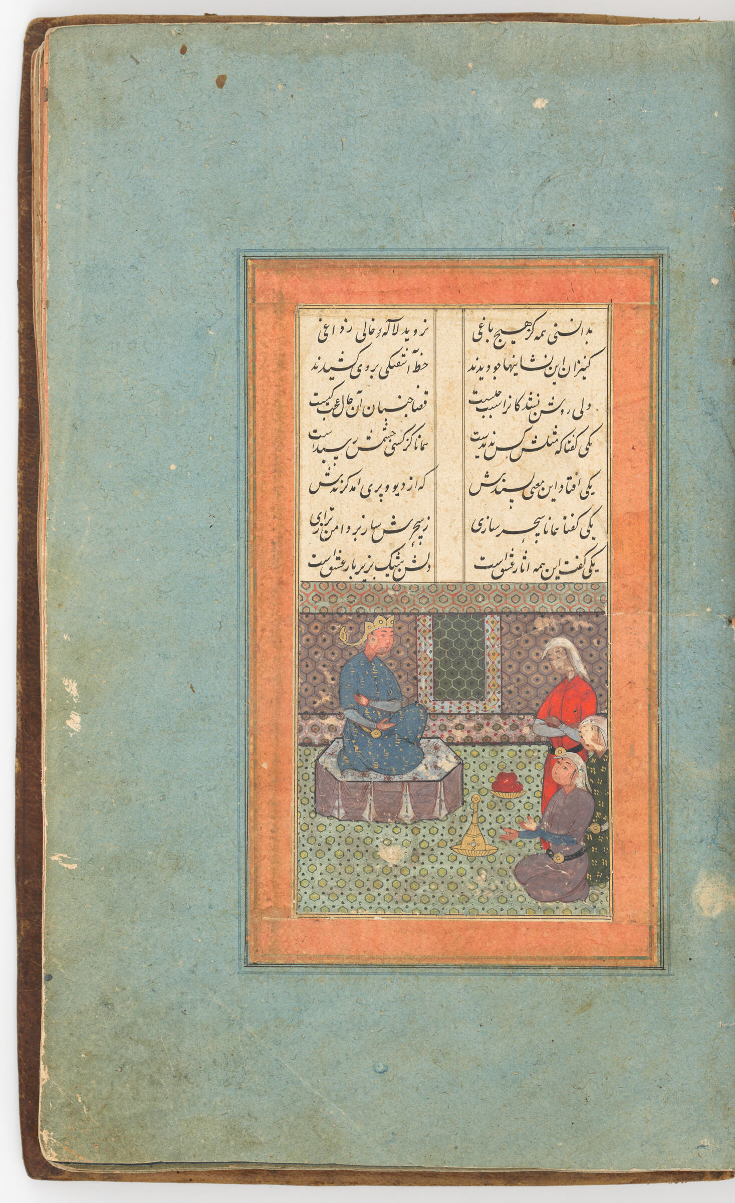 Zulaykha’s Maids Wonder At Her State (Painting Recto; Text Verso Of Folio 27); Illustrated Folio From A Manuscript Of Yusuf And Zulaykha By Nizami