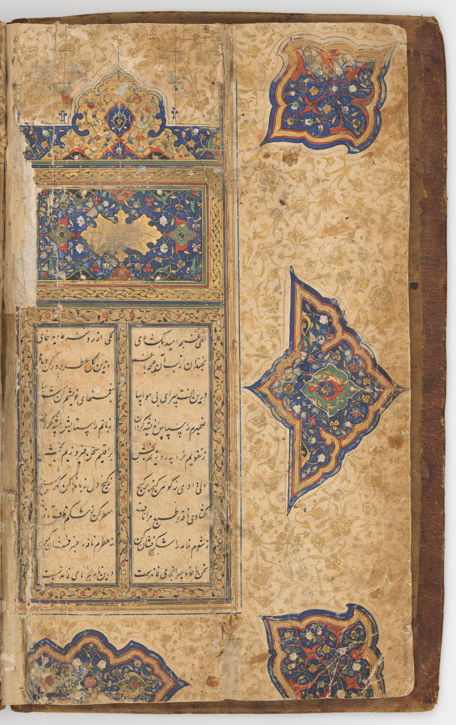 Folio With Notes In Later Hands; Illuminated Sarlawh And Decorated Margins (Notes Recto; Sarlawh Verso Of Folio 1) Frontispiece From A Manuscript Of Yusuf And Zulaykha By Nizami