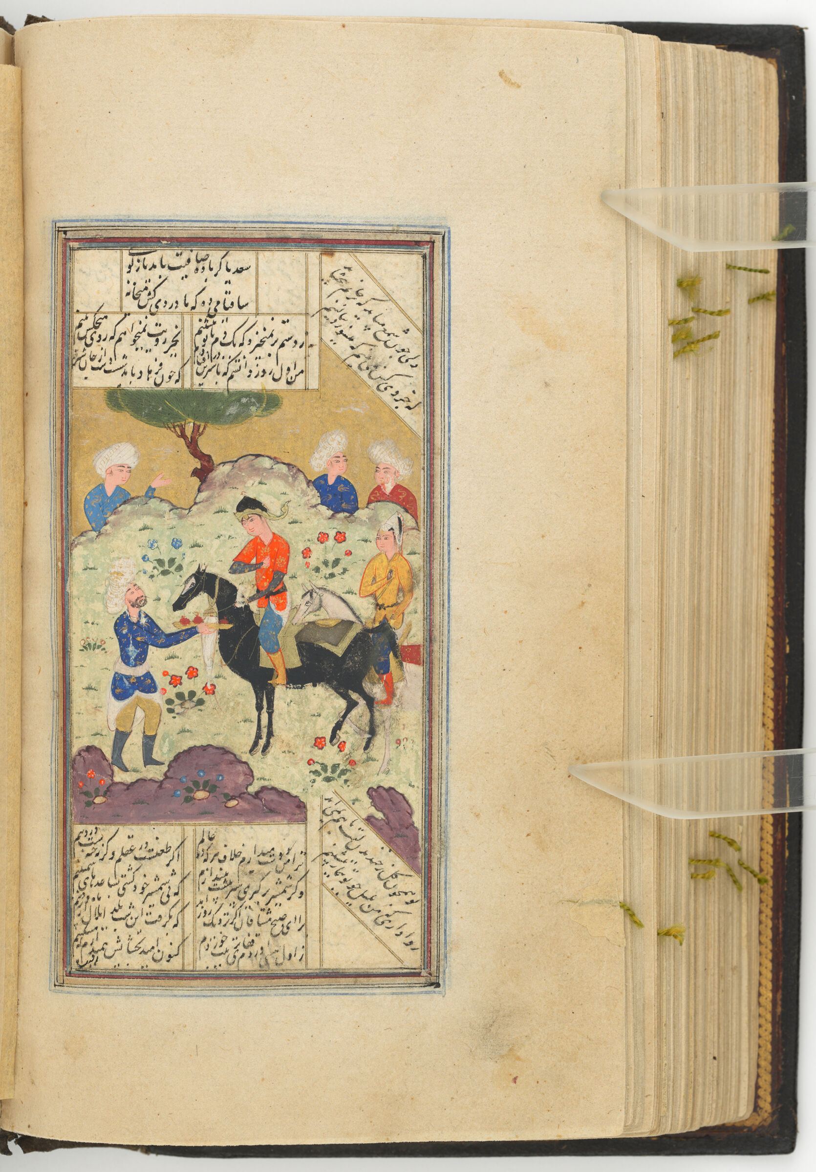 Mounted Prince (Text Recto; Painting Verso Of Folio 238), Painting From A Manuscript Of The Kulliyat Of Sa‘di