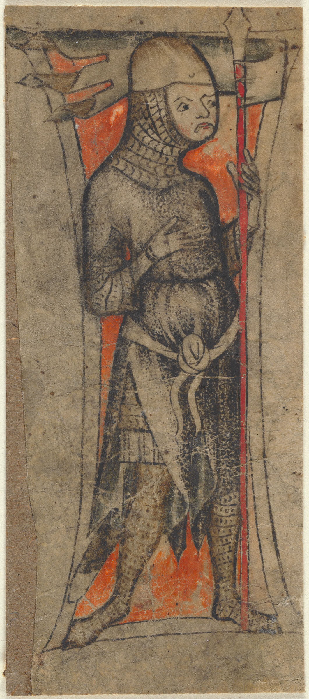 Design For Illuminated Initial (Knight); Verso: Gothic Pinnacle With Crockets