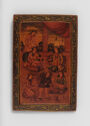 Rectangular mirror case with painting of figures on terrace