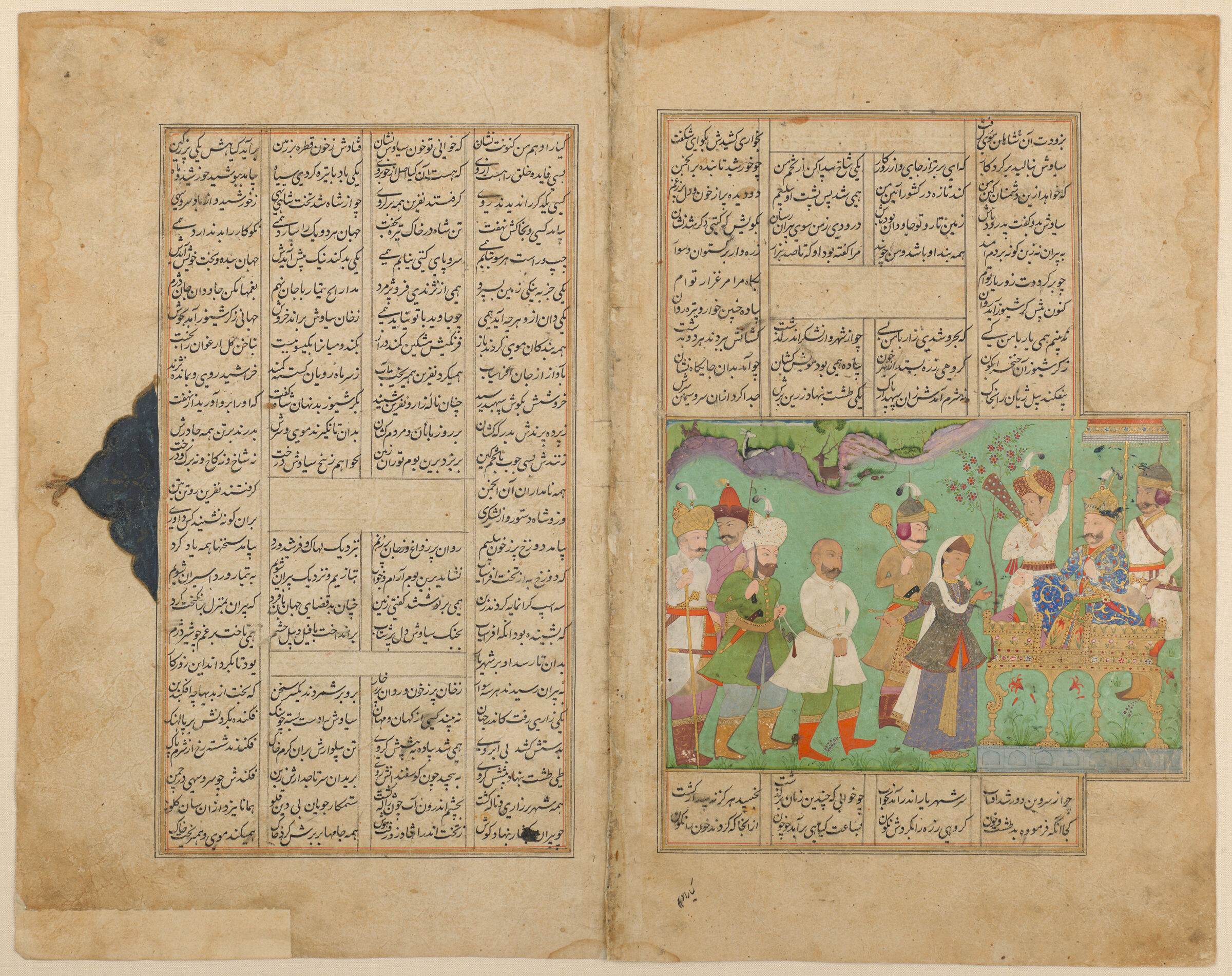 Siyavush Is Brought Before Afrasiyab, As Farangis Pleads For His Life (Text Recto; Painting Verso Of Folio 135), Illustrated Folio From A Manuscript Of The Shahnama By Firdawsi