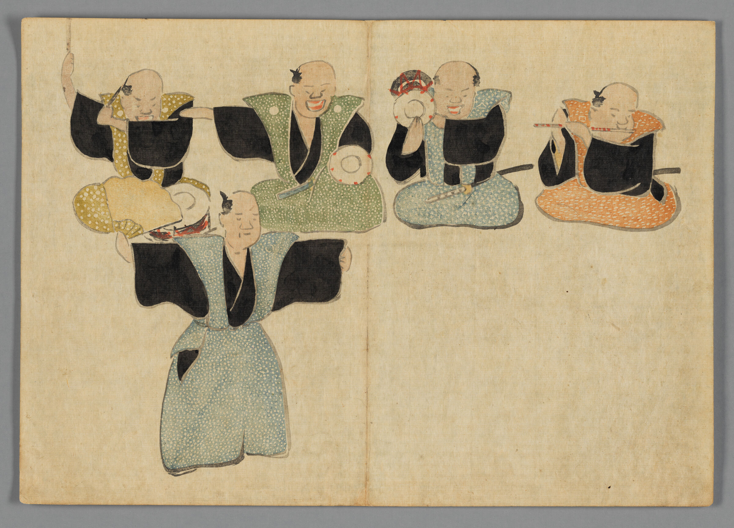 Nō Musicians And Dancer, From The Kōrin Gafu (Kōrin Picture Album)